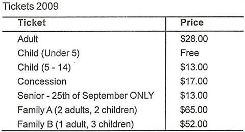 Tickets 2009 